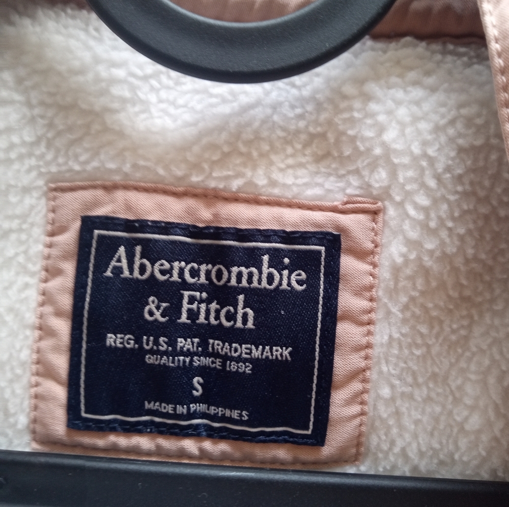 Abercrombie & Fitch Asymmetrical Snap-Up Fleece Jacket Pink White Size Small - Picture 3 of 12